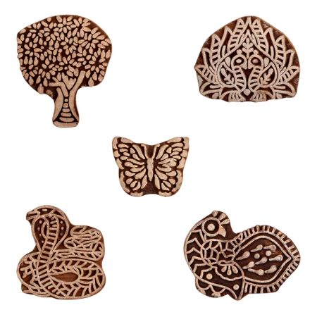 Set of 5 Piece New Mix Wooden Printing Block